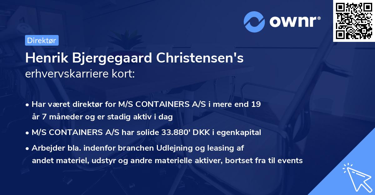 Henrik Bjergegaard Christensen's erhvervskarriere kort