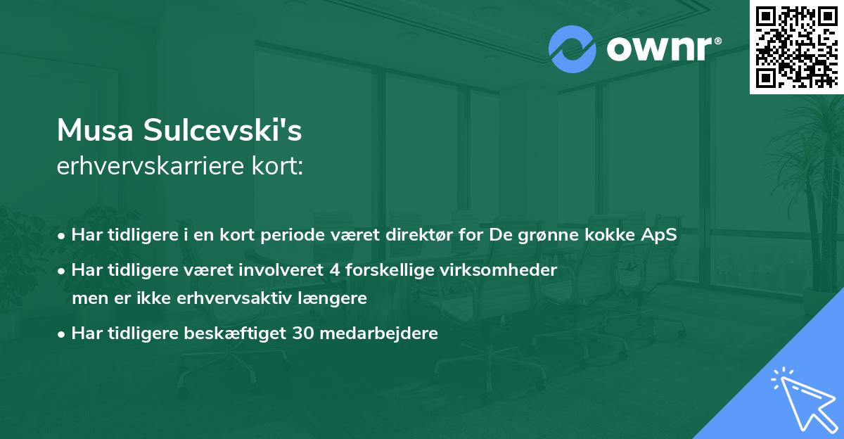 Musa Sulcevski's erhvervskarriere kort