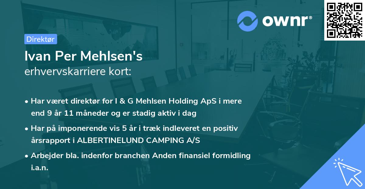Ivan Per Mehlsen's erhvervskarriere kort
