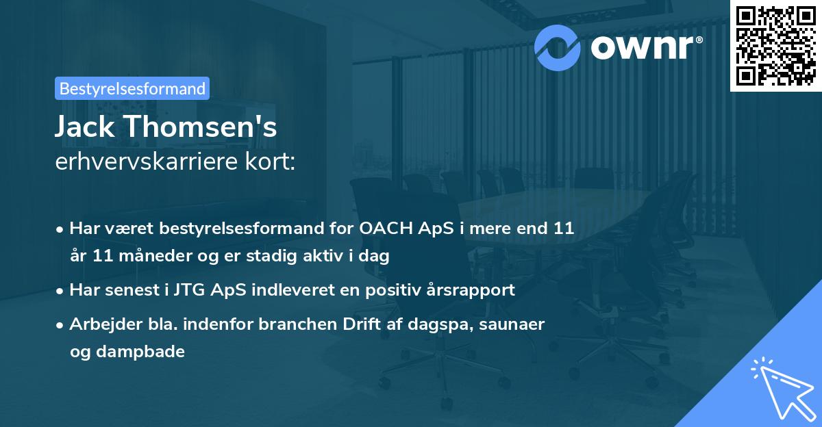 Jack Thomsen's erhvervskarriere kort