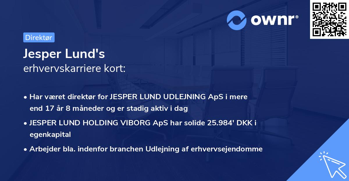 Jesper Lund's erhvervskarriere kort