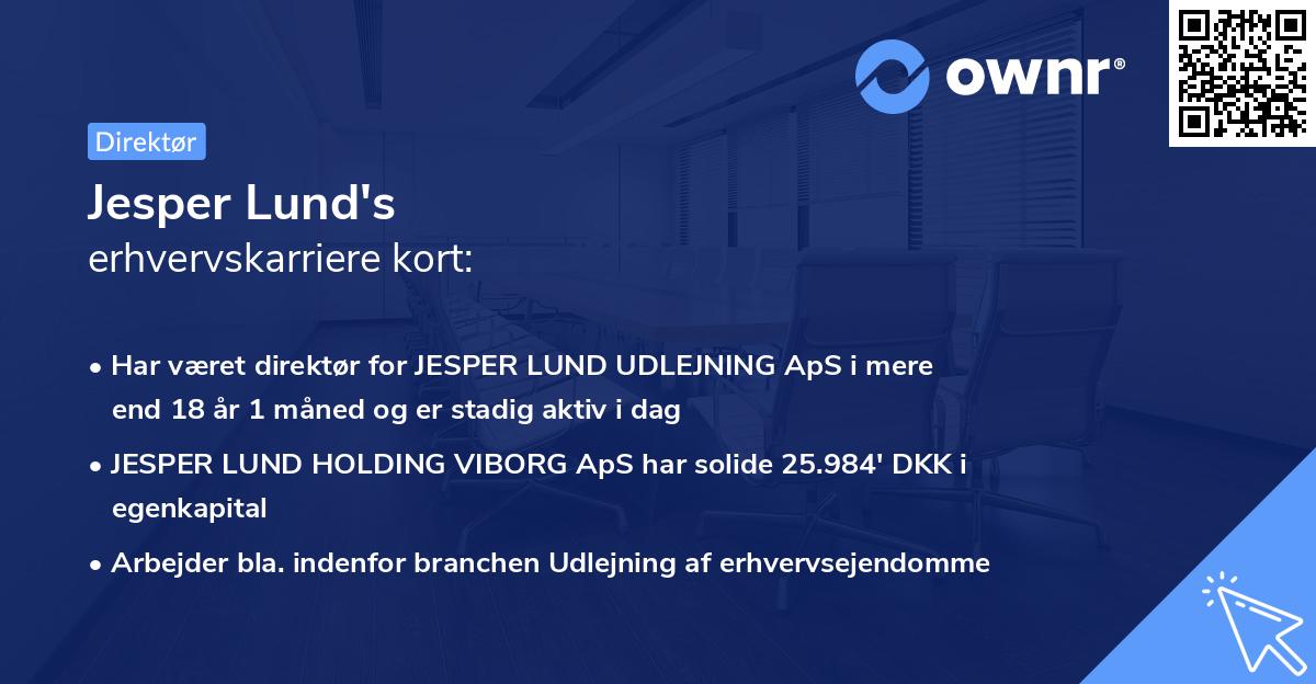 Jesper Lund's erhvervskarriere kort