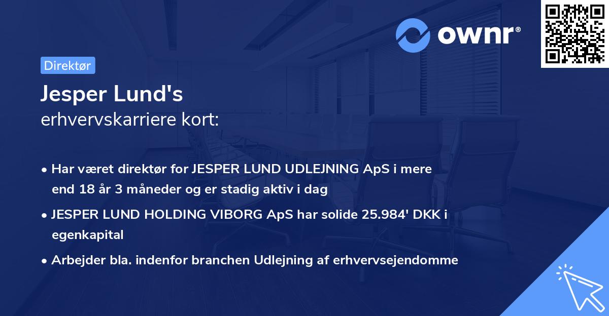 Jesper Lund's erhvervskarriere kort