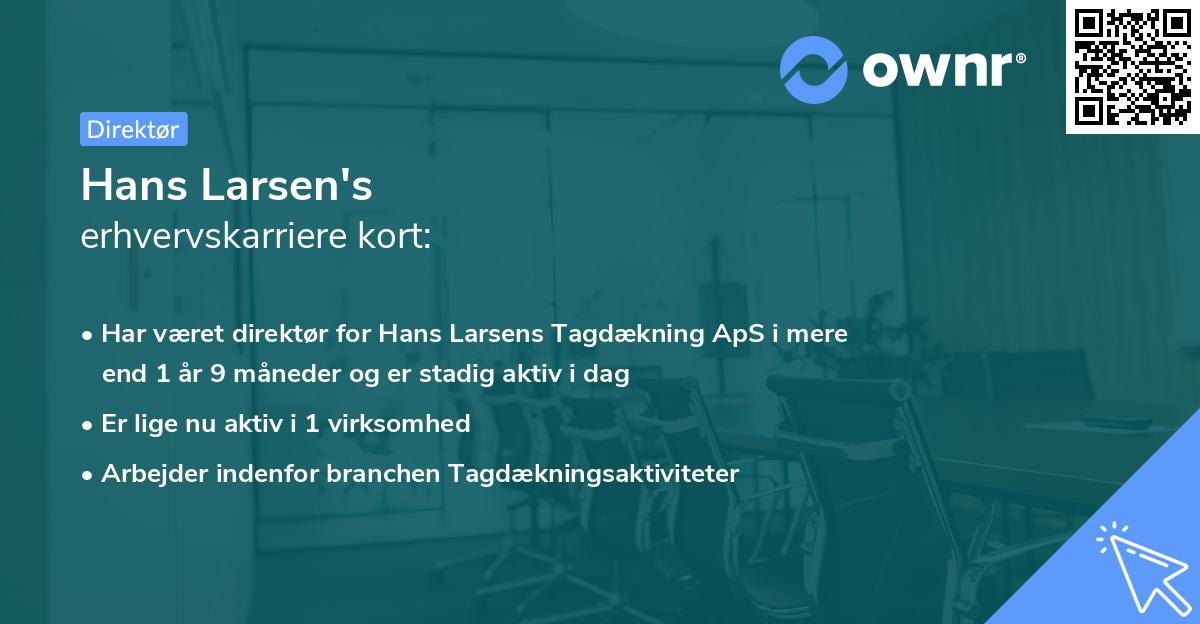 Hans Larsen's erhvervskarriere kort