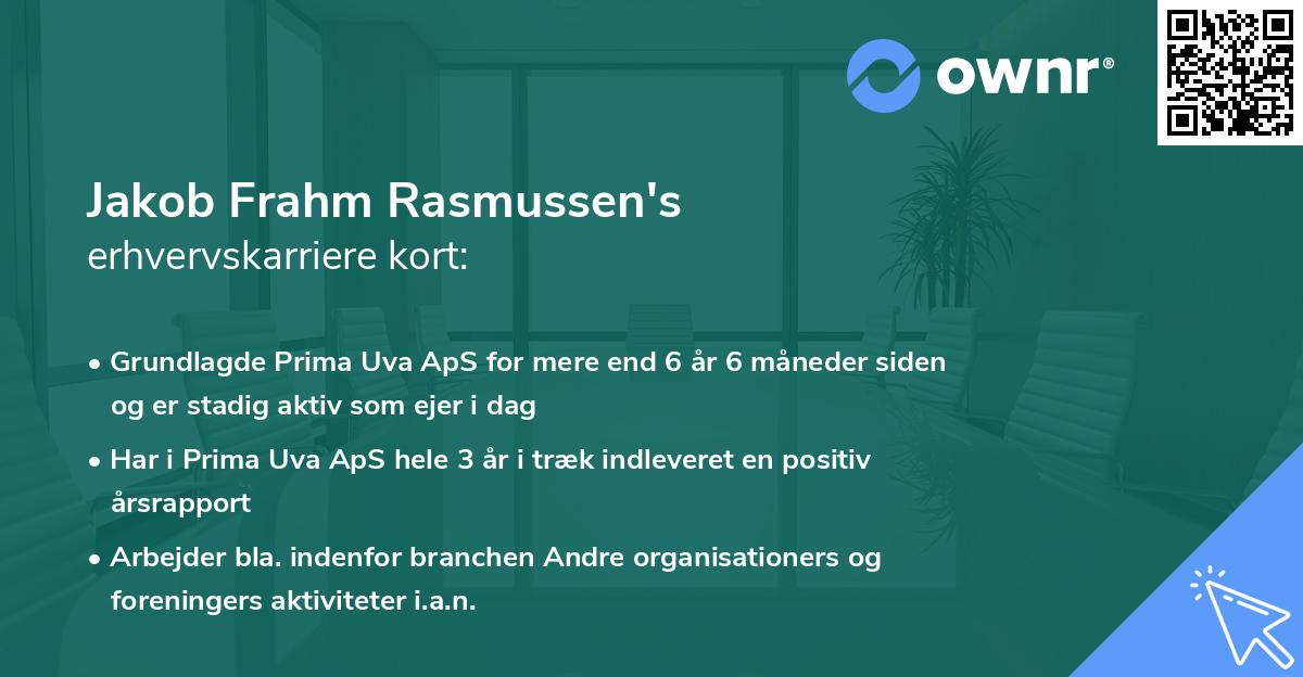Jakob Frahm Rasmussen's erhvervskarriere kort