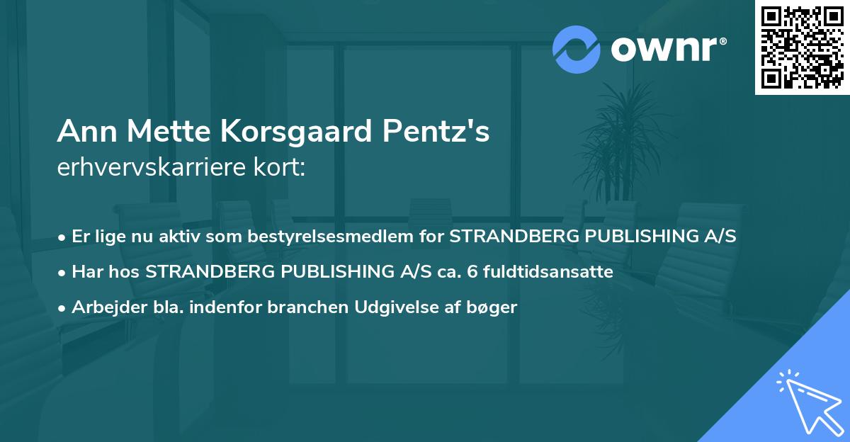 Ann Mette Korsgaard Pentz's erhvervskarriere kort