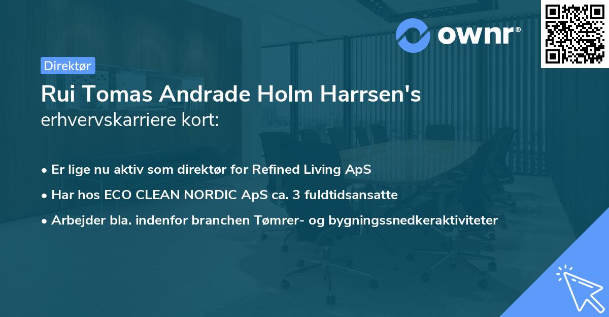 Rui Tomas Andrade Holm Harrsen's erhvervskarriere kort