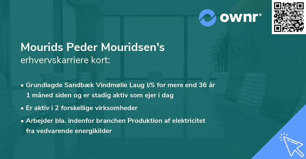 Mourids Peder Mouridsen's erhvervskarriere kort