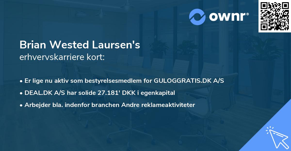 Brian Wested Laursen's erhvervskarriere kort