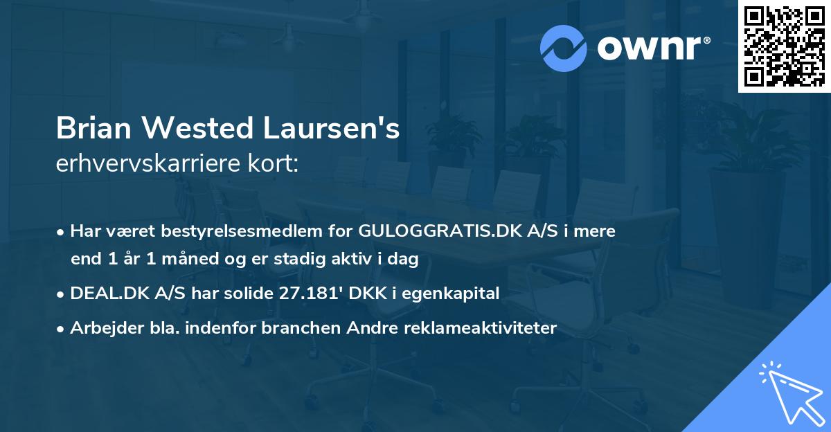 Brian Wested Laursen's erhvervskarriere kort
