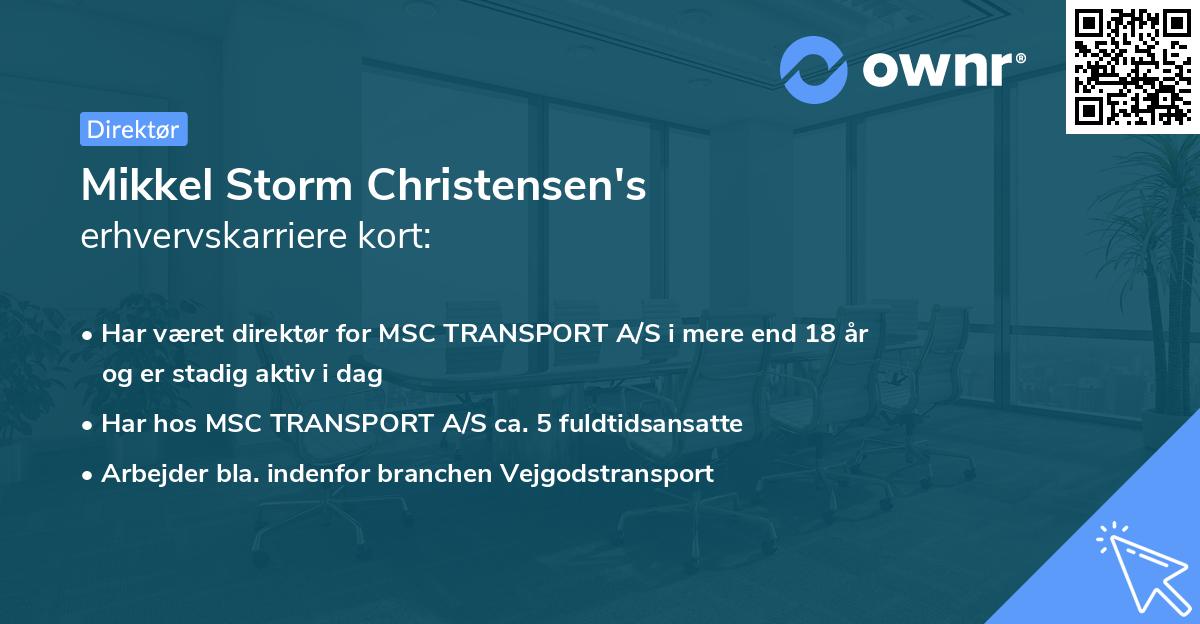 Mikkel Storm Christensen's erhvervskarriere kort