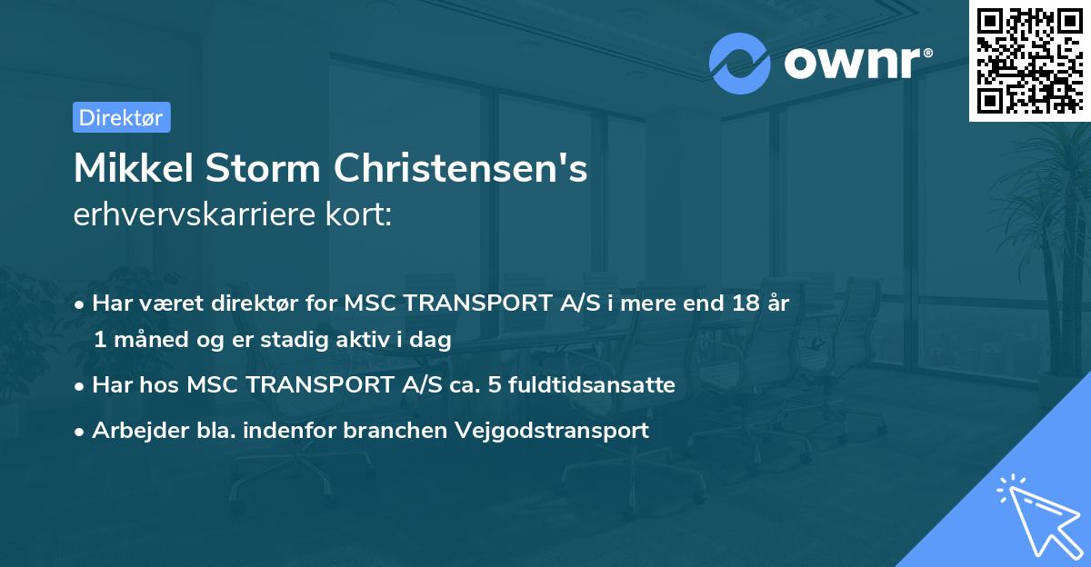 Mikkel Storm Christensen's erhvervskarriere kort