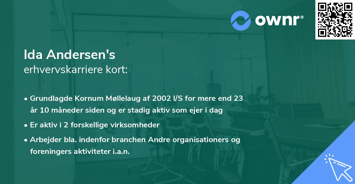 Ida Andersen's erhvervskarriere kort