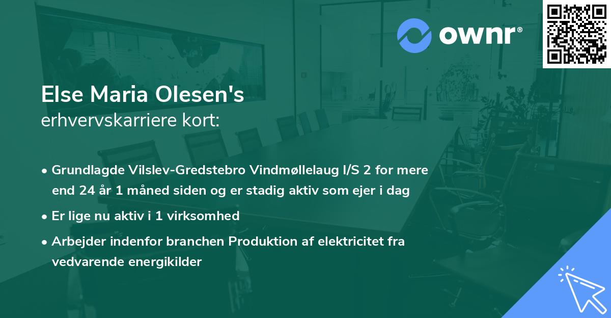 Else Maria Olesen's erhvervskarriere kort