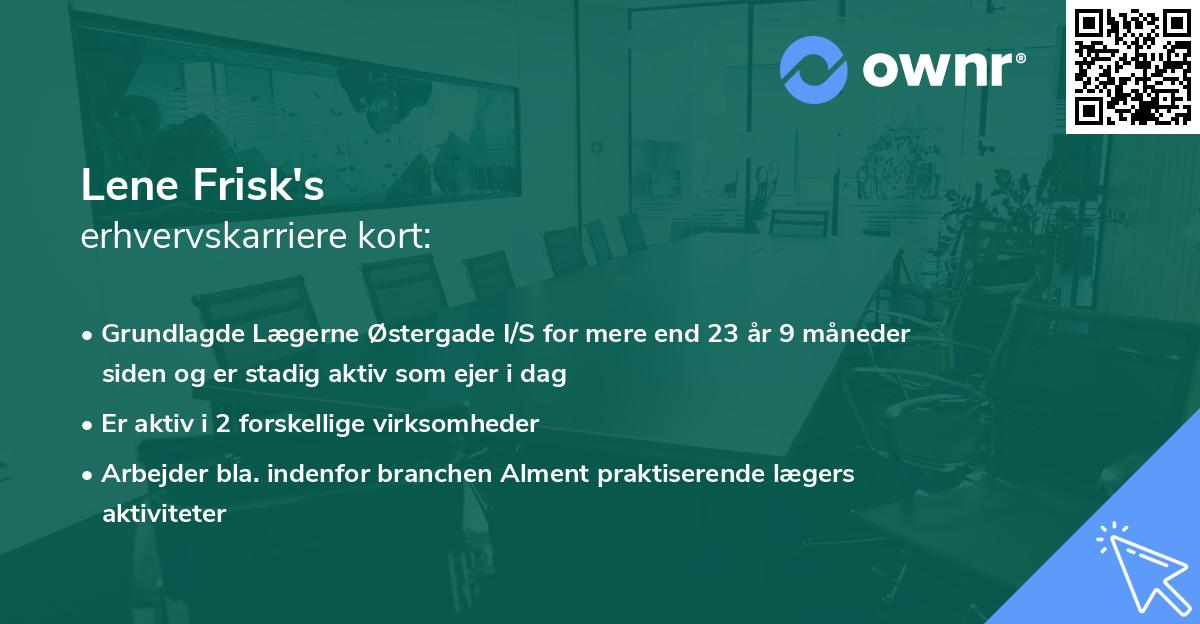 Lene Frisk's erhvervskarriere kort
