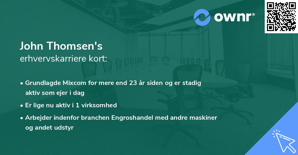 John Thomsen's erhvervskarriere kort