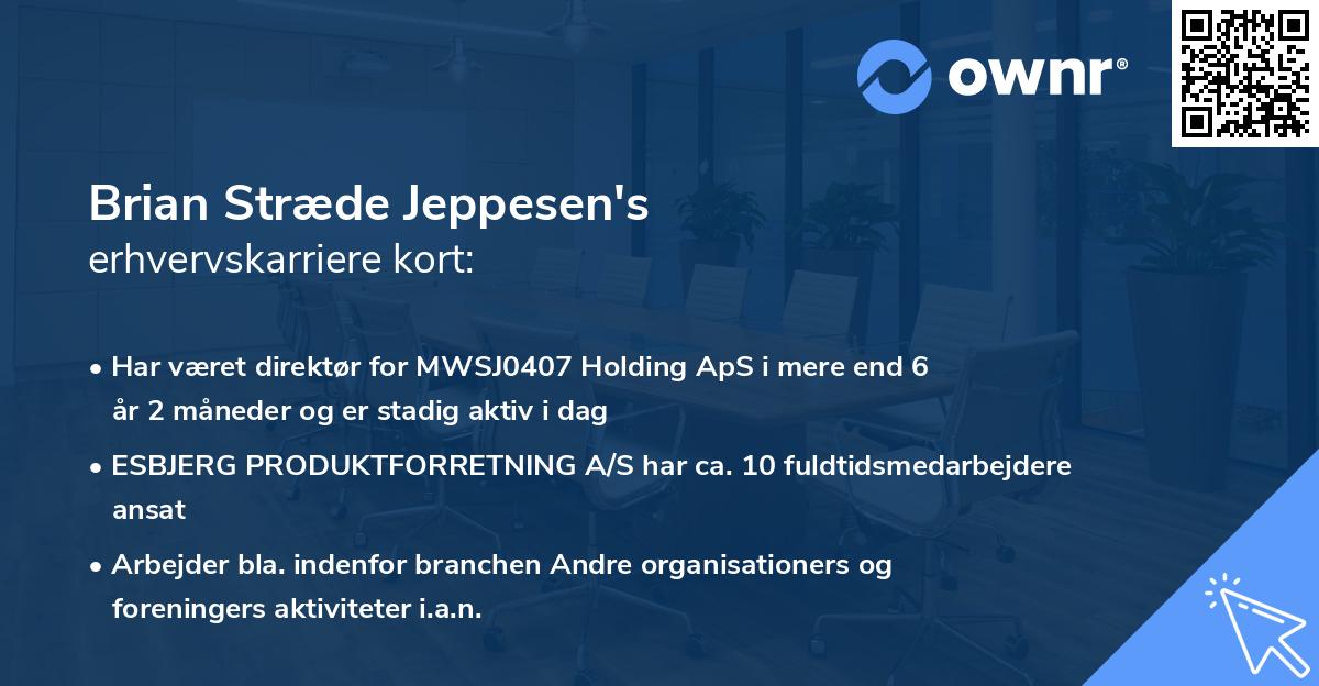 Brian Stræde Jeppesen's erhvervskarriere kort
