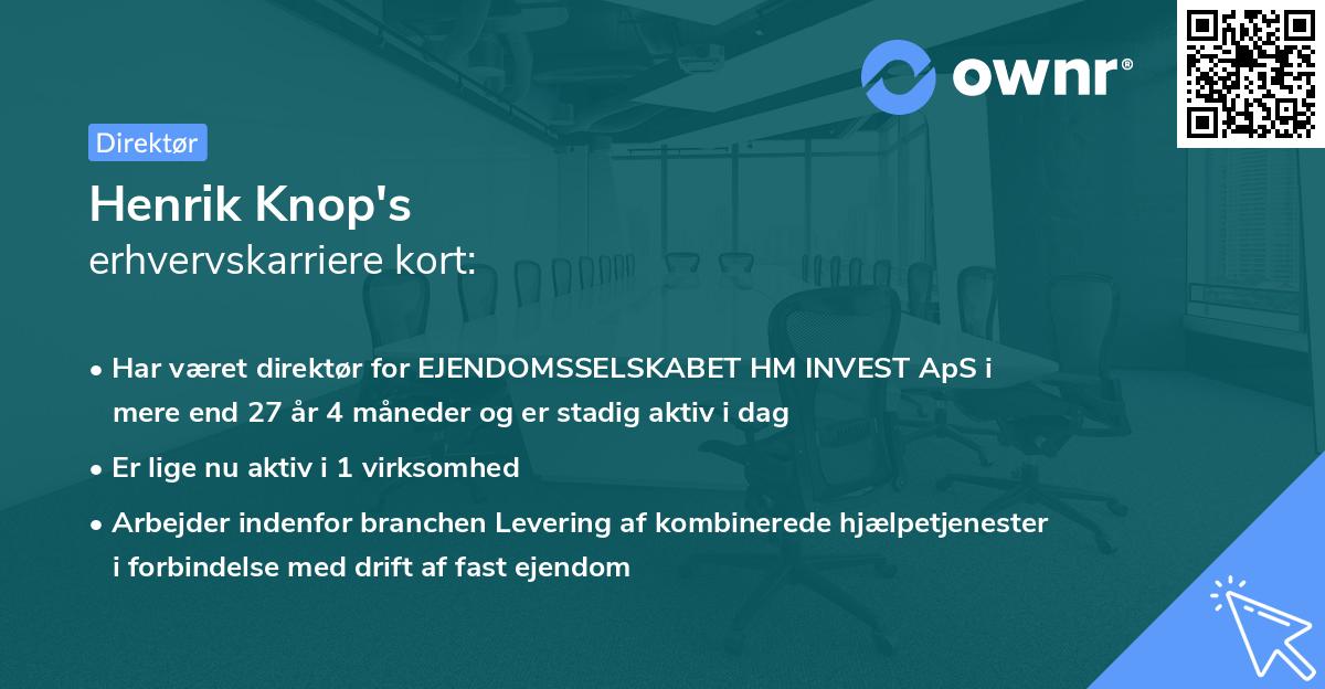 Henrik Knop's erhvervskarriere kort