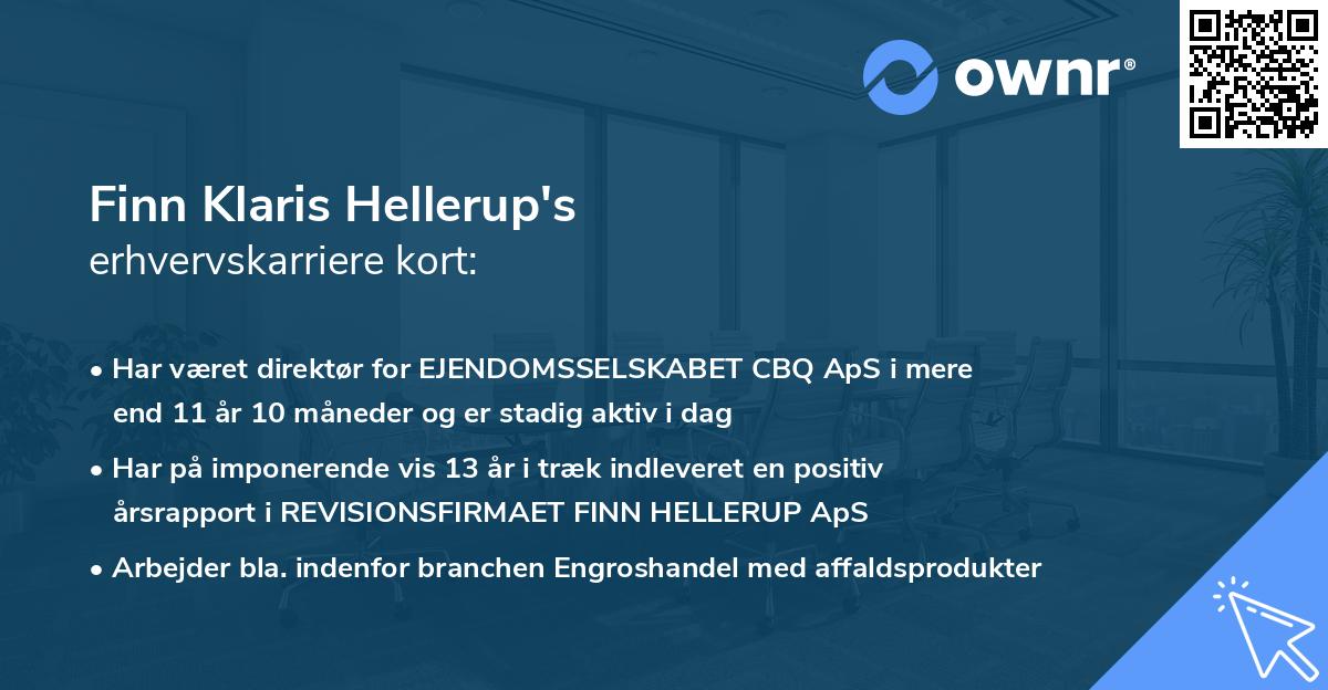 Finn Klaris Hellerup's erhvervskarriere kort