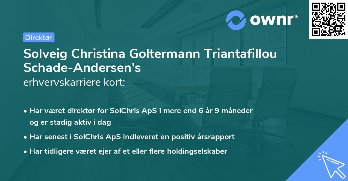 Solveig Christina Goltermann Triantafillou Schade-Andersen's erhvervskarriere kort