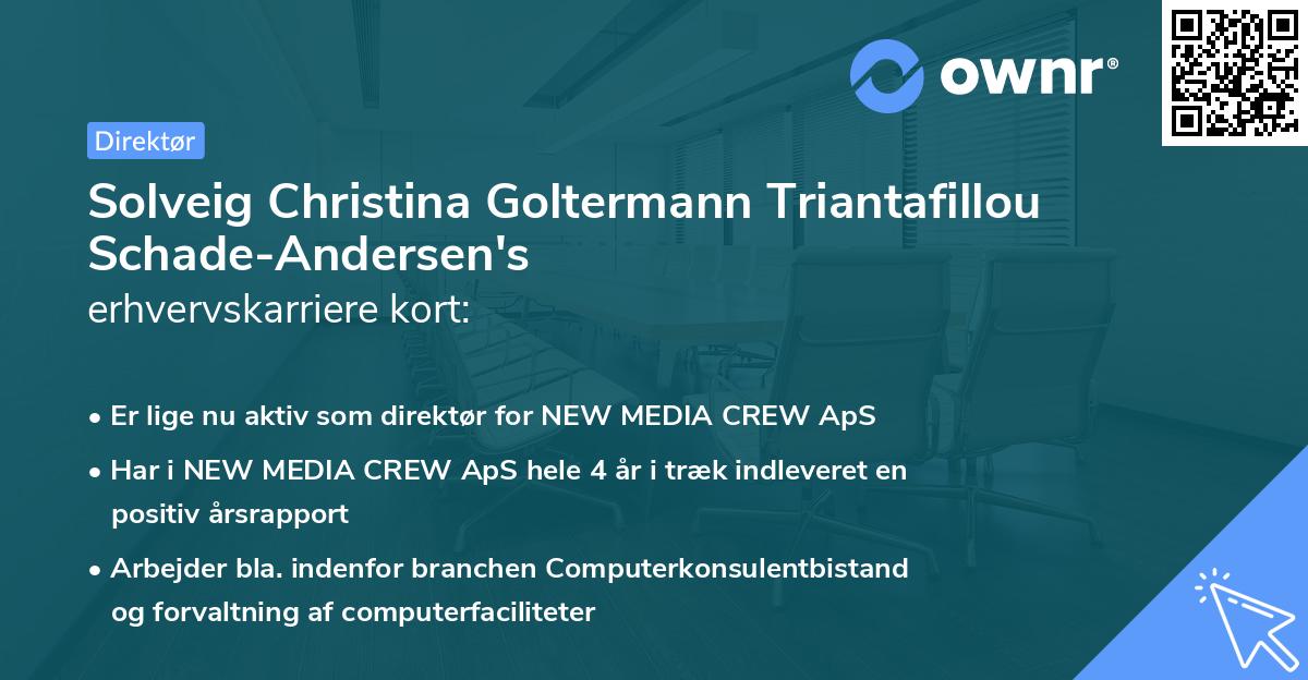 Solveig Christina Goltermann Triantafillou Schade-Andersen's erhvervskarriere kort
