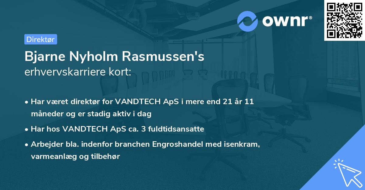 Bjarne Nyholm Rasmussen's erhvervskarriere kort
