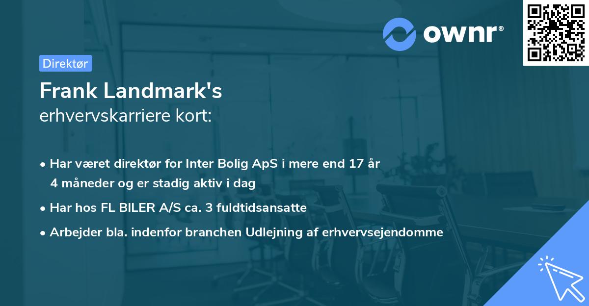Frank Landmark's erhvervskarriere kort