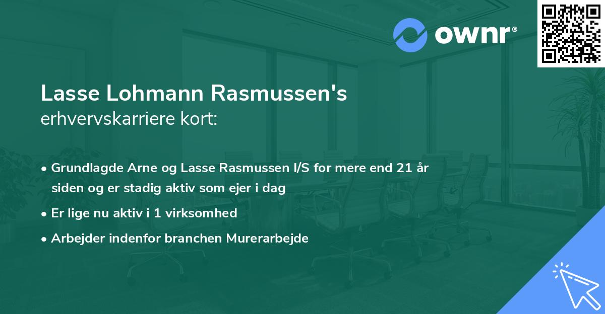 Lasse Lohmann Rasmussen's erhvervskarriere kort