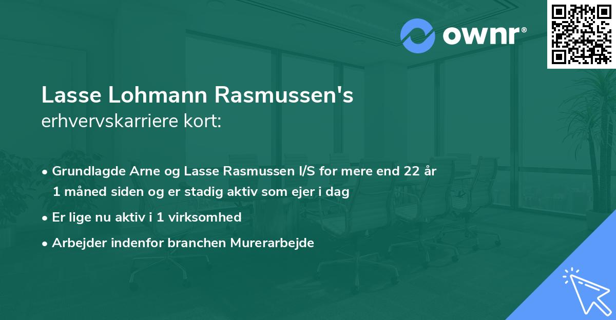 Lasse Lohmann Rasmussen's erhvervskarriere kort