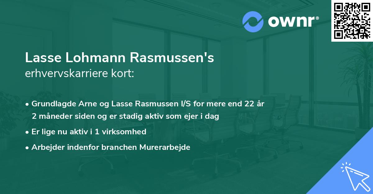 Lasse Lohmann Rasmussen's erhvervskarriere kort