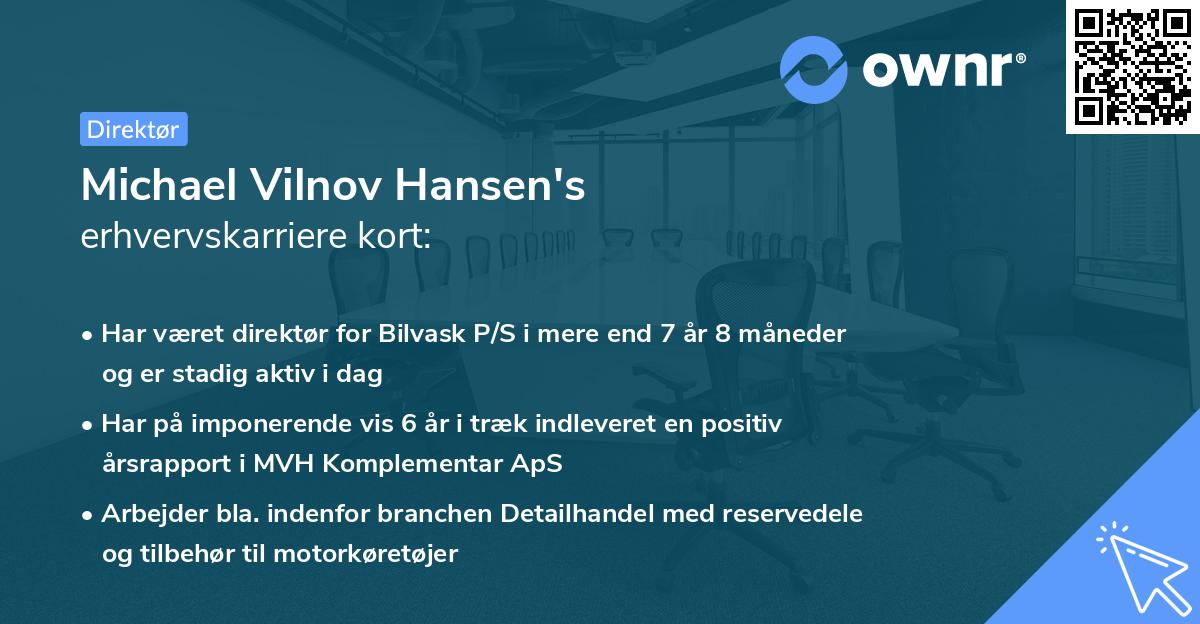 Michael Vilnov Hansen's erhvervskarriere kort