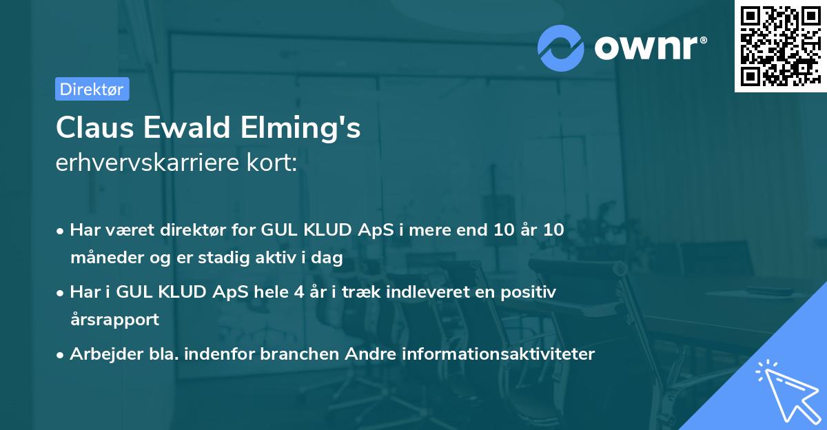 Claus Ewald Elming's erhvervskarriere kort