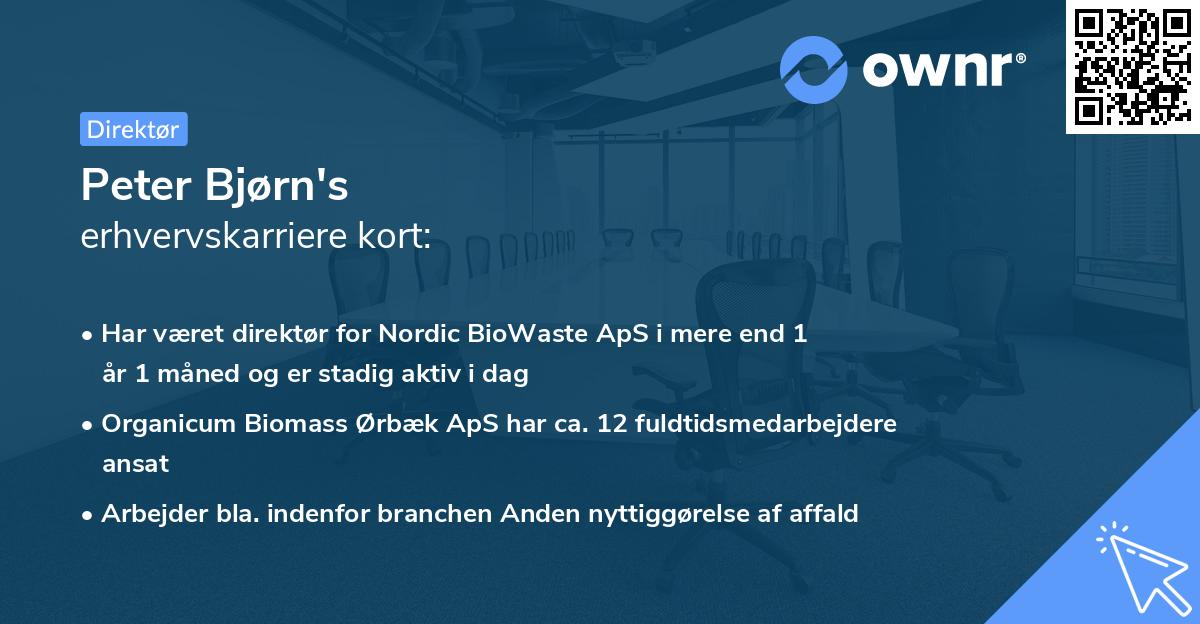 Peter Bjørn's erhvervskarriere kort