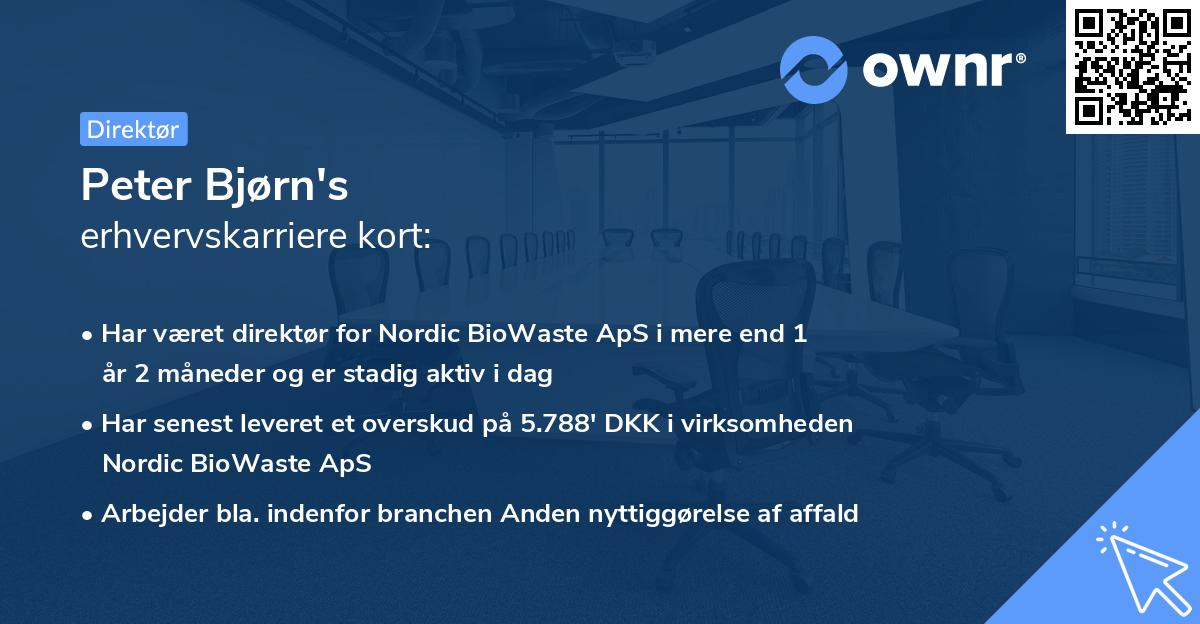 Peter Bjørn's erhvervskarriere kort