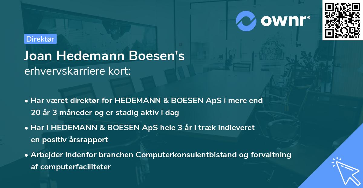 Joan Hedemann Boesen's erhvervskarriere kort