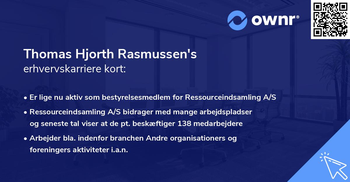 Thomas Hjorth Rasmussen's erhvervskarriere kort