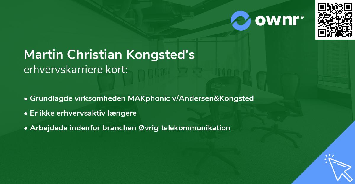 Martin Christian Kongsted's erhvervskarriere kort