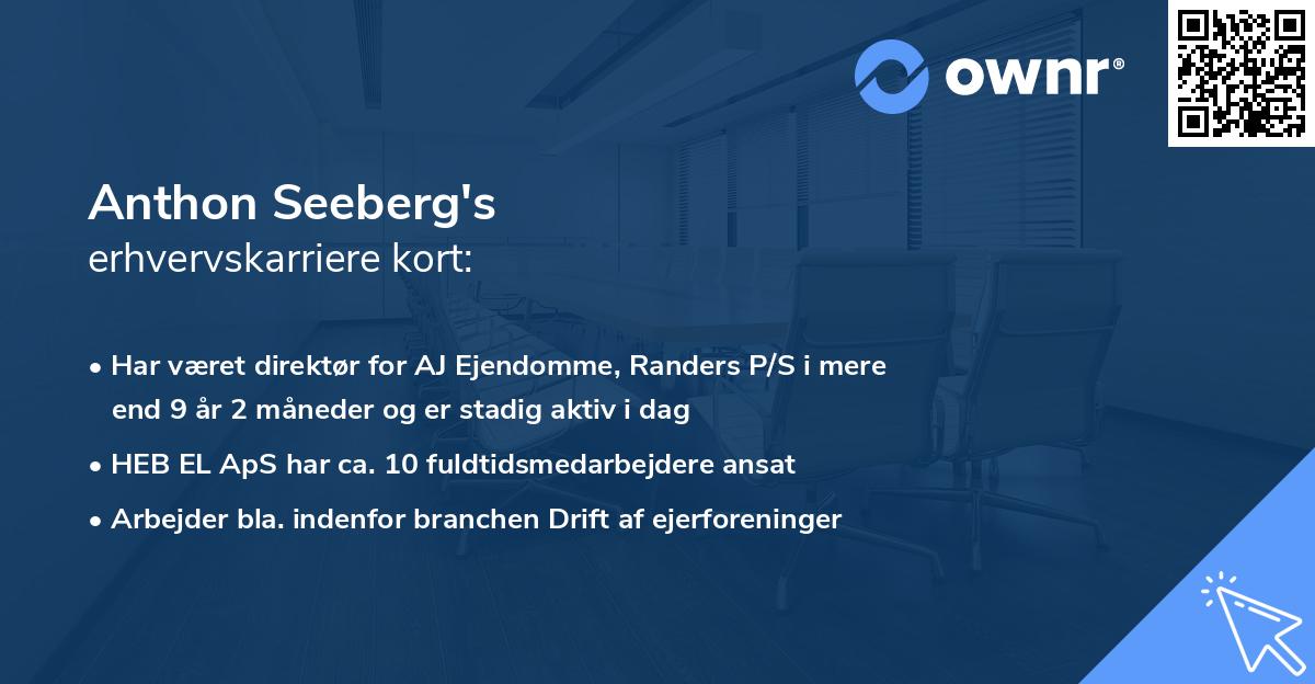 Anthon Seeberg's erhvervskarriere kort