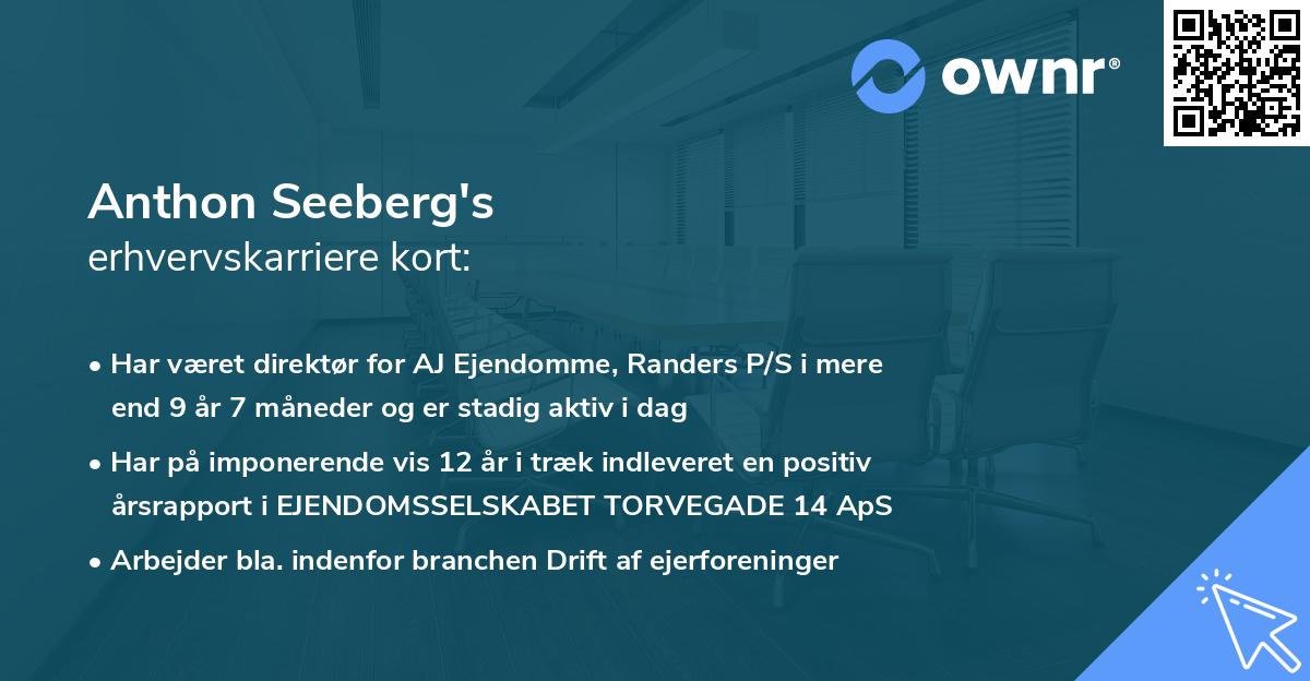 Anthon Seeberg's erhvervskarriere kort