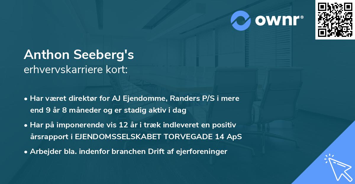Anthon Seeberg's erhvervskarriere kort
