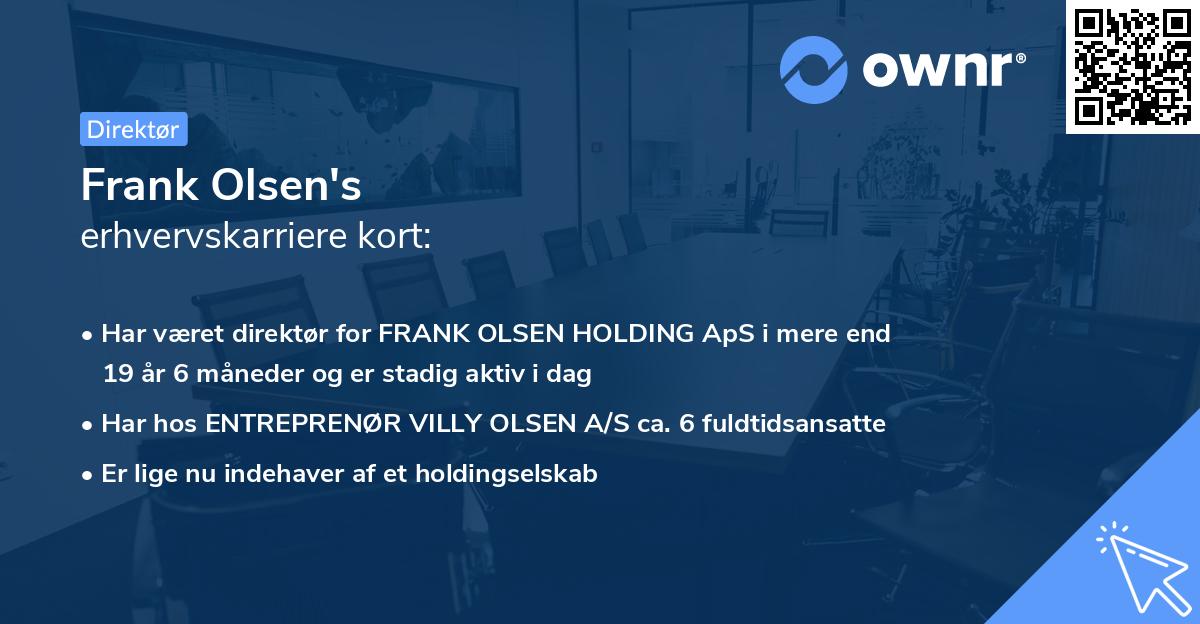 Frank Olsen's erhvervskarriere kort