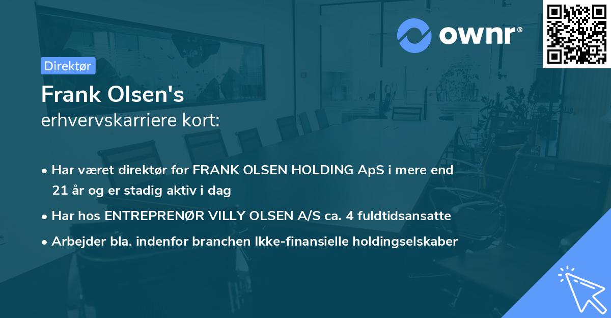 Frank Olsen's erhvervskarriere kort