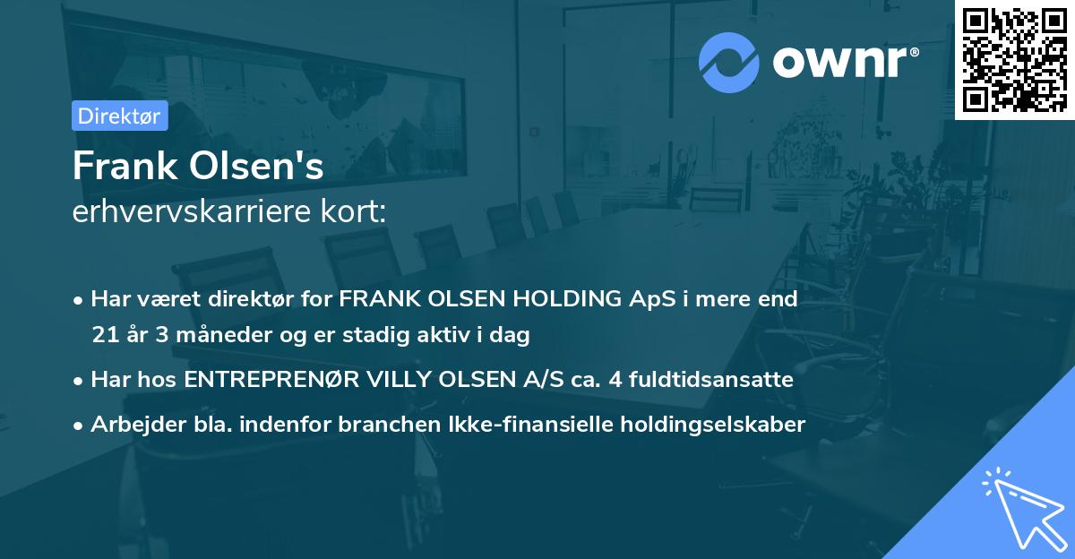 Frank Olsen's erhvervskarriere kort