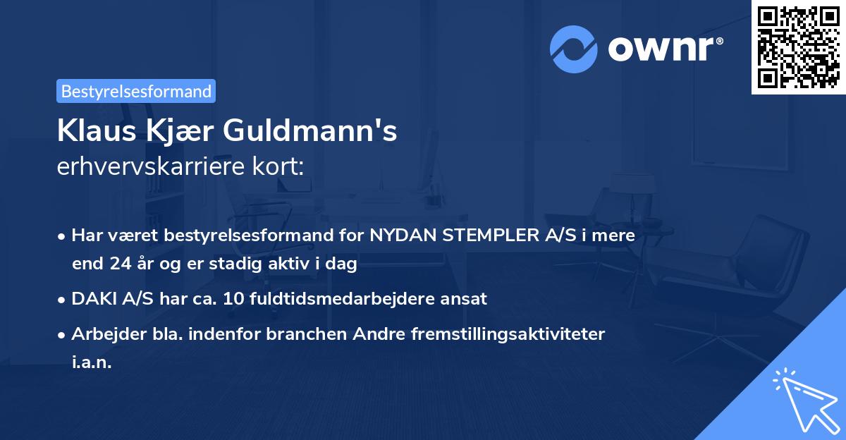 Klaus Kjær Guldmann's erhvervskarriere kort