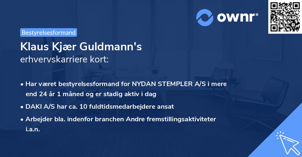 Klaus Kjær Guldmann's erhvervskarriere kort