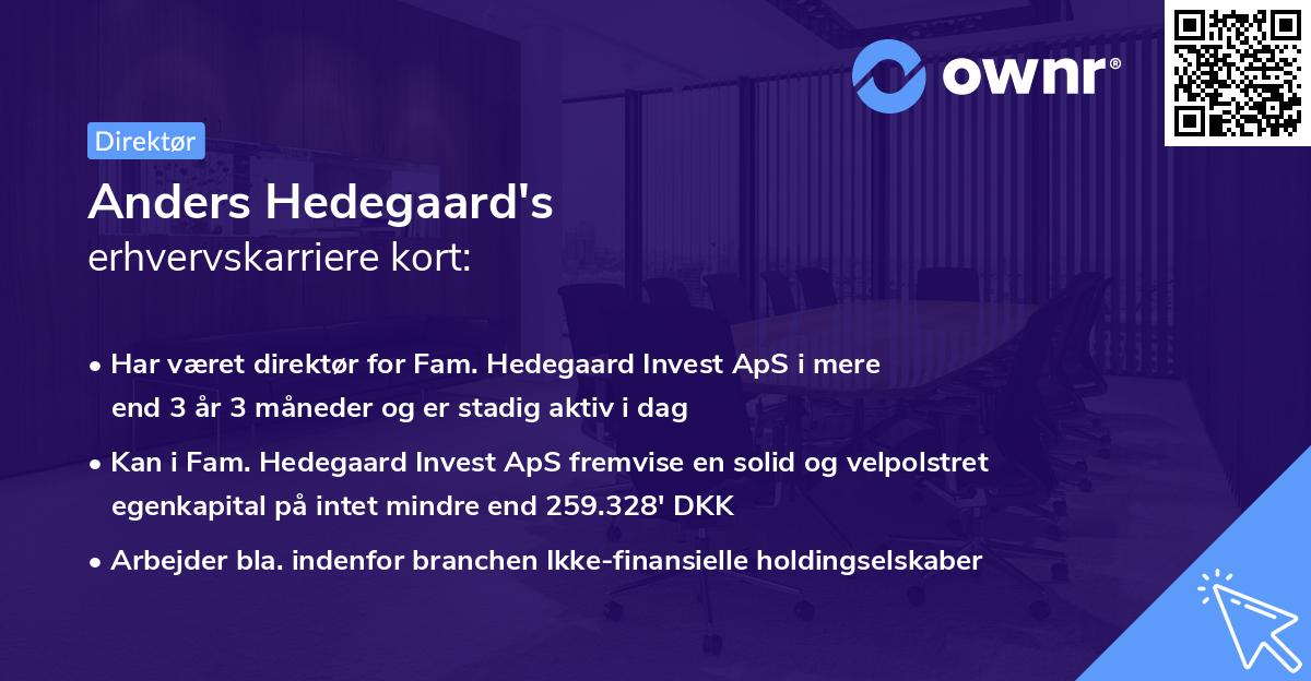 Anders Hedegaard's erhvervskarriere kort