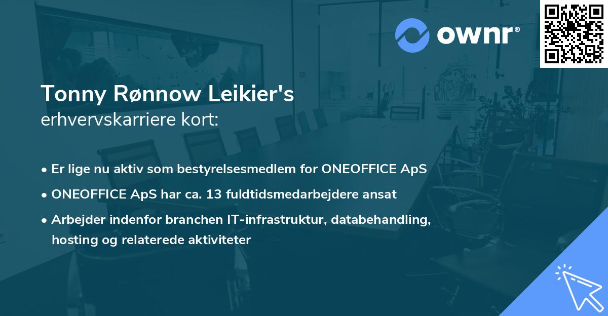 Tonny Rønnow Leikier's erhvervskarriere kort