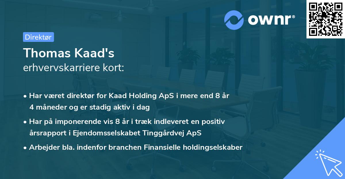 Thomas Kaad's erhvervskarriere kort
