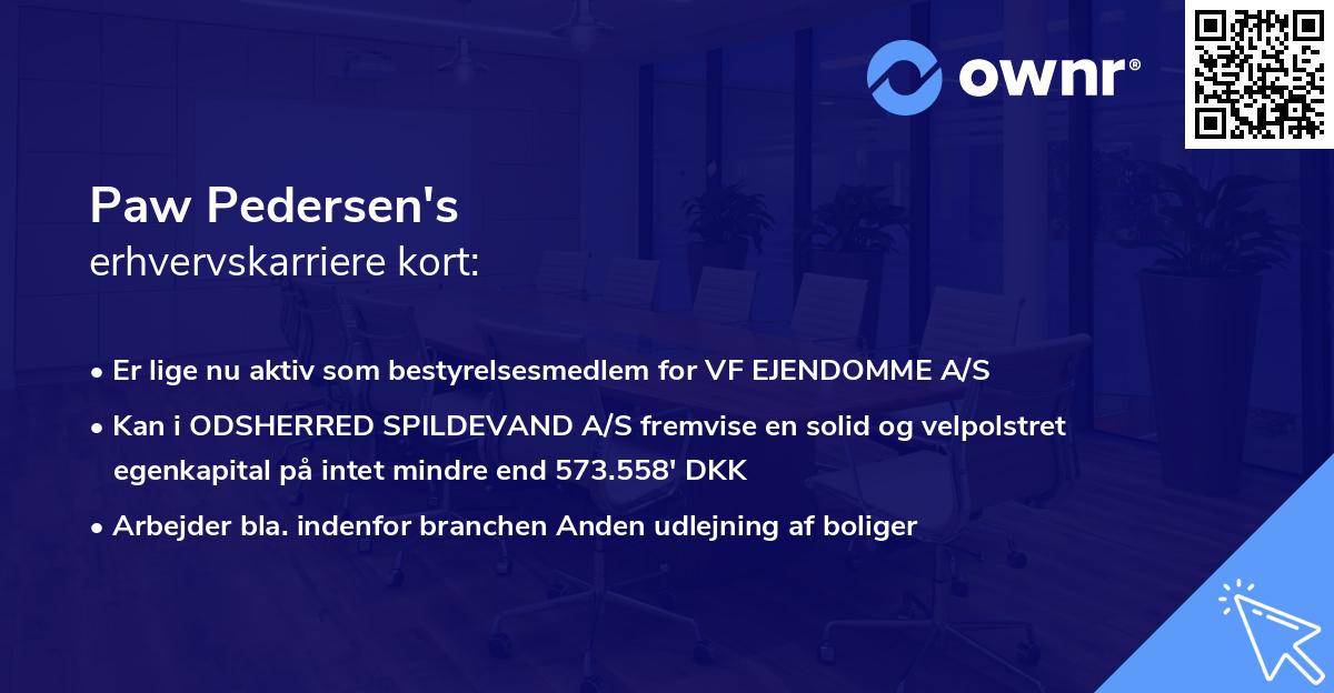 Paw Pedersen's erhvervskarriere kort