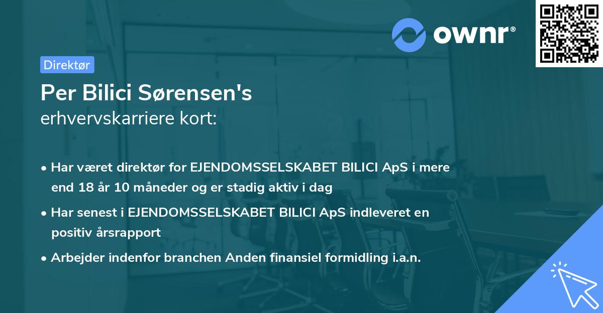 Per Bilici Sørensen's erhvervskarriere kort